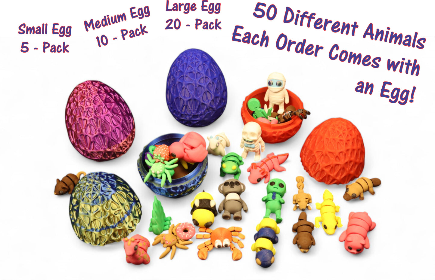 Mystery Egg with Mini Animal Pets – Random Surprise Toys (Small, Medium, Large)